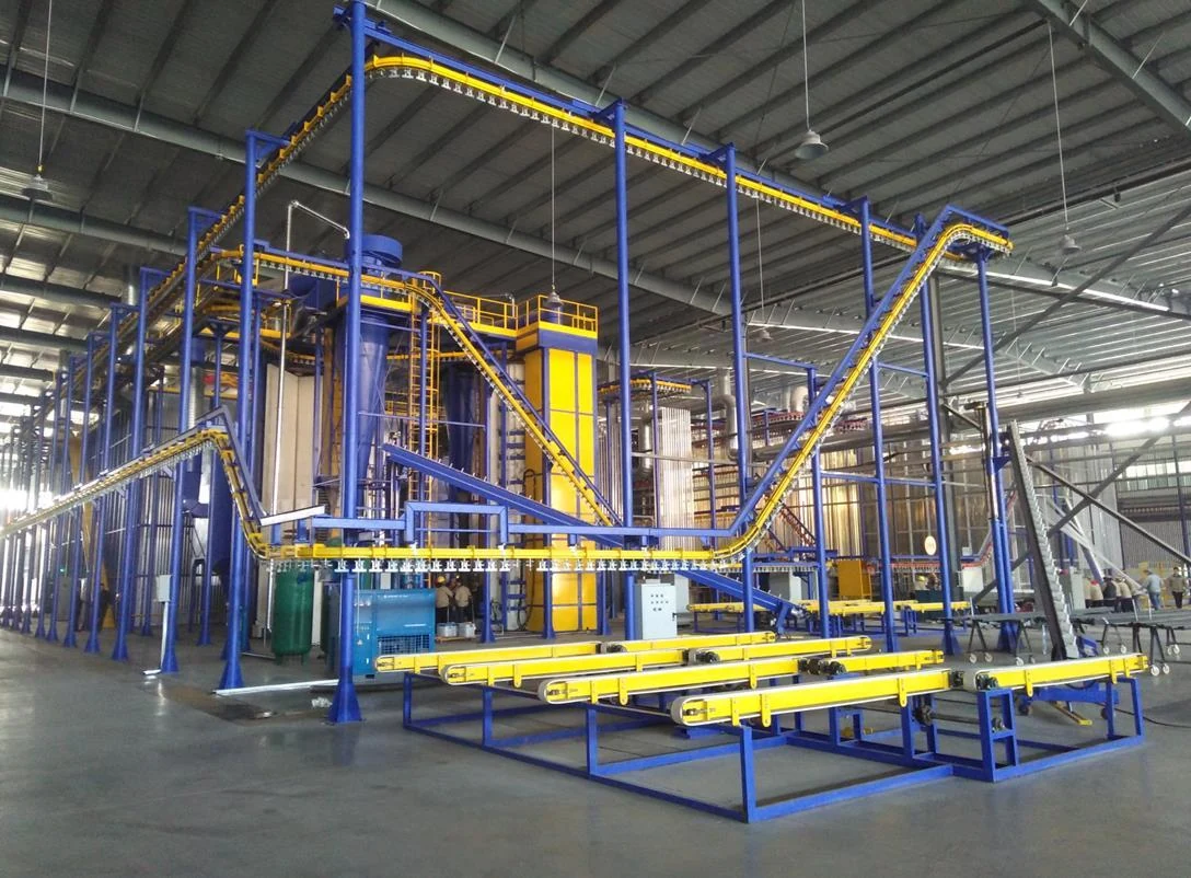 Vertical powder coating line